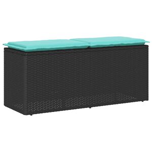 vidaXL dārza sols ar spilvenu melns 110x40x44 cm polirotangpalmas