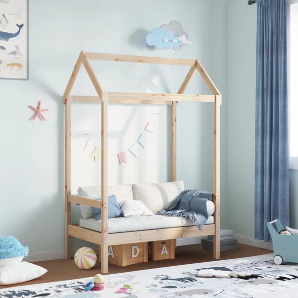 vidaXL sols ar jumtu, 117,5x70x176,5, priedes masīvkoks