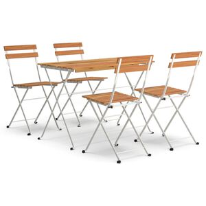 vidaXL 5-daļīgs bistro mēbeļu komplekts, saliekams, akācijas masīvkoks