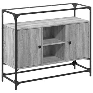 vidaXL skapītis, stikla virsma, ozola, 98x35x81 cm, konstruēts koks