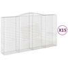 vidaXL arkveida gabiona grozi 15 gb. 400x50x220/240cm cinkota dzelzs