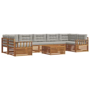 vidaXL Āra dīvānu komplekts ar spilvenu 8 pcs Dabīgs un gai&scaron;i pelēks