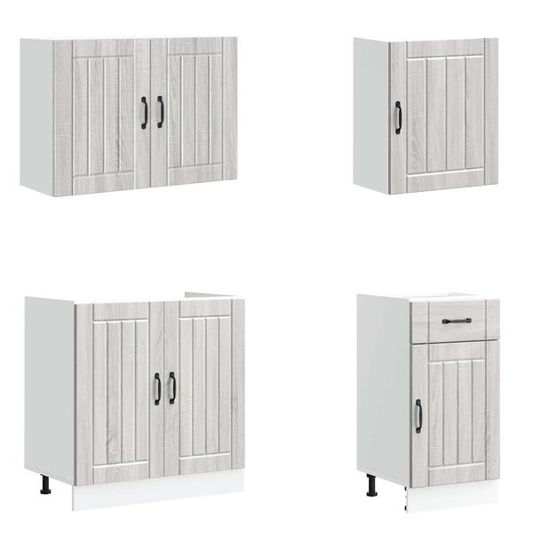 vidaXL 7-daļīgs virtuves skapītis komplekts, Lucca, pelēka koka