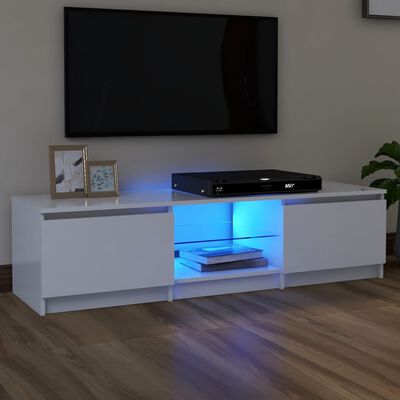 vidaXL TV plaukts ar LED lampiņām, 140x40x35,5 cm, balts