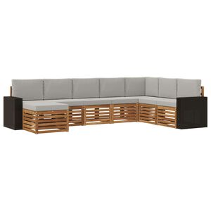 vidaXL Āra dīvānu komplekts ar spilvenu 8 pcs Dabīga un gai&scaron;i pelēka