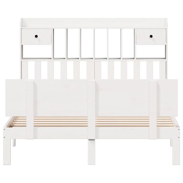 vidaXL gulta ar grāmatu plauktu, bez matrača, 160x200 cm, priedes koks