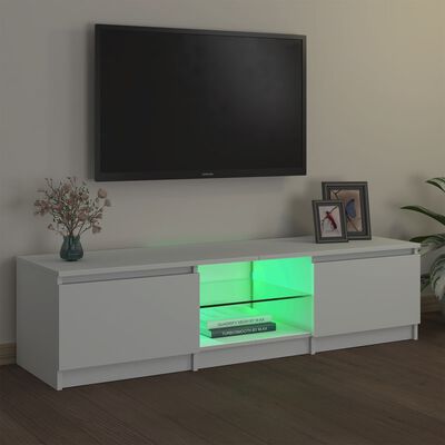 vidaXL TV plaukts ar LED lampiņām, 140x40x35,5 cm, balts