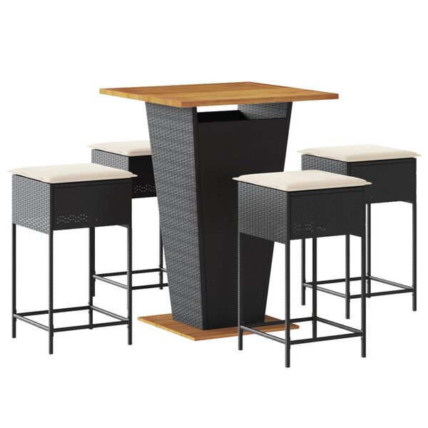 vidaXL 5-daļīgs dārza mēbeļu komplekts ar matračiem, PE rotangpalma