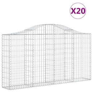 vidaXL arkveida gabiona grozi, 20gb., 200x30x100/120cm, cinkota dzelzs