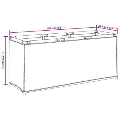 vidaXL uzglabāšanas kaste, melna, 105x34,5x45 cm, audums