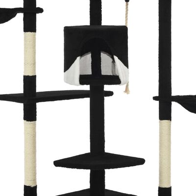 vidaXL kaķu māja, sizala stabi nagu asināšanai, 203 cm, melna ar baltu