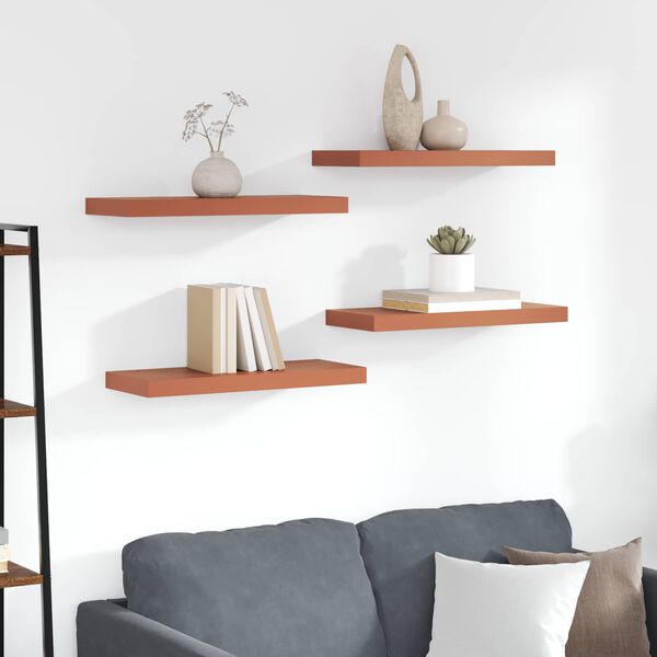 vidaXL Sienas plaukts 4 pcs Sarkana 60 x 23 x 4 cm Inženierijas koks