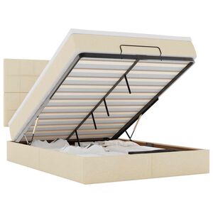 vidaXL Osmaņu gultas rāmis ar matrača krēma 140x200 cm audums