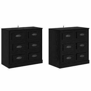 vidaXL Sānu skapji 2 pcs Melns ozolkoks 70 x 35,5 x 67,5 cm