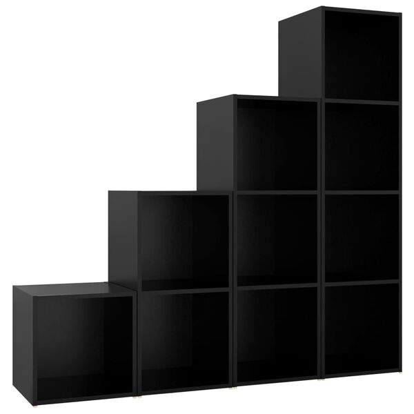 vidaXL 4-daļīgs TV plauktu komplekts, melns, inženierijas koks