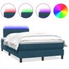vidaXL atsperu gulta ar matraci, LED, tum&scaron;i zils samts, 120x210 cm