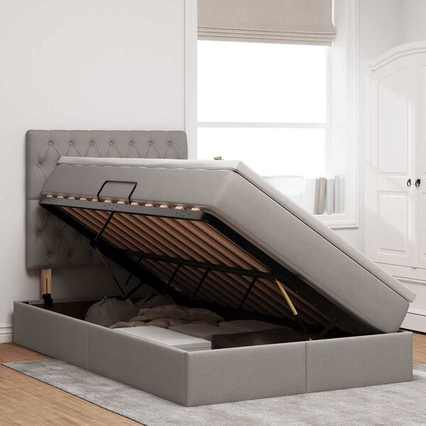 vidaXL Gulta ar uzglabā&scaron;anas vietu un LED Pelēkbrūna 120 x 190 cm