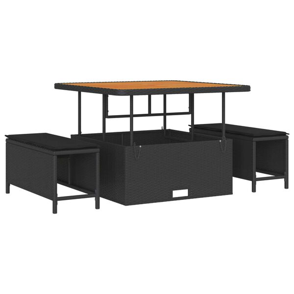 vidaXL Dārza dīvānu komplekts ar spilvenu ar uzglabā&scaron;anu 12 pcs Melna