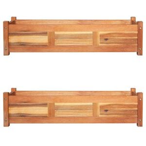 vidaXL augstās puķu kastes, 2 gab., akācijas koks, 100x30x25 cm