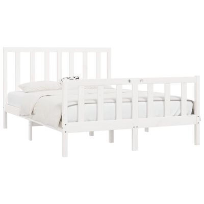 vidaXL gultas rāmis, balts, masīvkoks, 120x200 cm