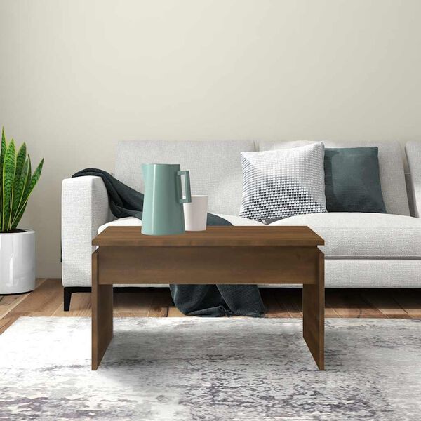 vidaXL kafijas galdiņ&scaron;, brūna ozolkoka, 68x50x38 cm, inženierijas koks