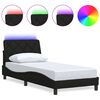 vidaXL gultas rāmis ar LED bez matrača, melns, 90x190cm audums