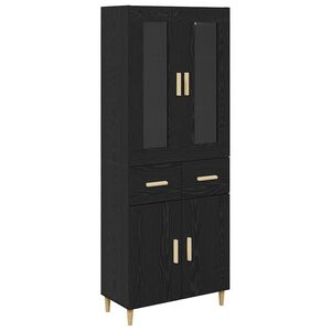 vidaXL Augstais skapītis Melns ozolkoks 69,5 x 34 x 180 cm