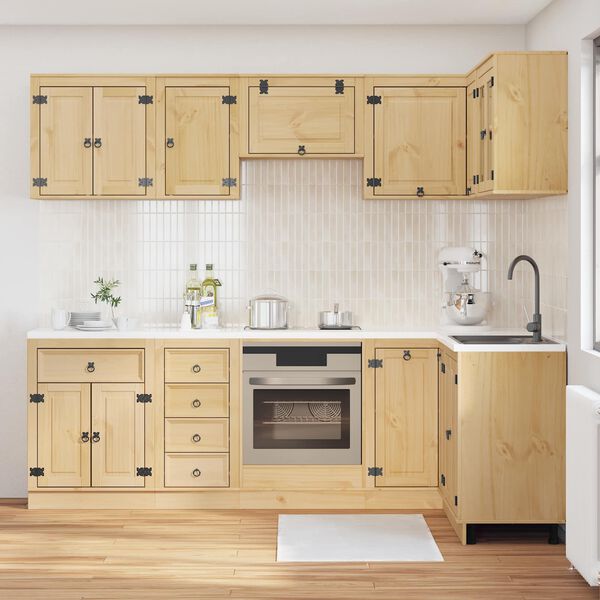 vidaXL Plakans ar atvilktni SKI 10 pcs Medus Brūns Ciets priedes koks