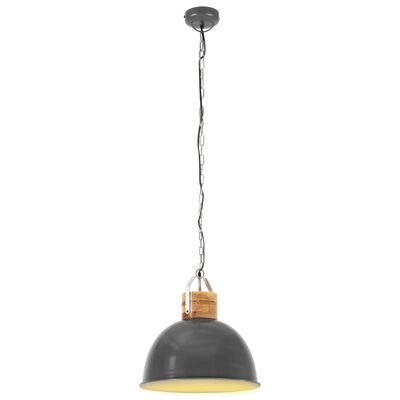 vidaXL griestu lampa, industriāls dizains, apaļa, pelēka, 51 cm, E27