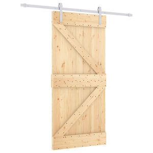 vidaXL Slīdo&scaron;ās durvis 95 x 210 cm Cieta priedes koks (neapstrādāts)