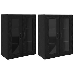 vidaXL Sienā uzstādītie skapji 2 pcs Melns ozols 69,5 x 34 x 90 cm