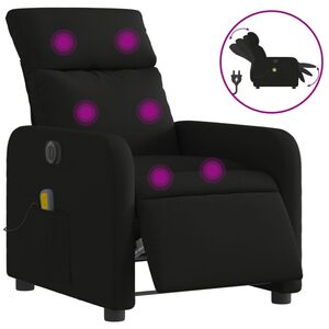vidaXL elektrisks masāžas krēsls, atgāžams, melns audums