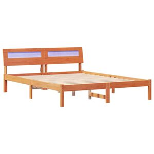 vidaXL Gultas rāmis Vaks brūns 140 x 200 cm Ciets priedes koks