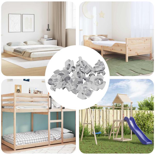 vidaXL Pronged T-nut 12 pcs Sudraba M6 mm Tērauds