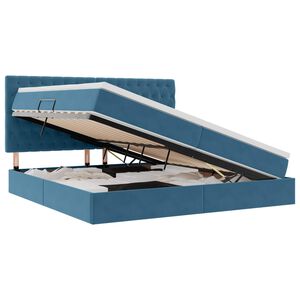 vidaXL Gulta ar uzglabā&scaron;anas vietu un matraci Tum&scaron;i zils 200 x 200 cm