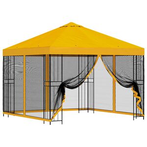 vidaXL Dārza paviljons ar sānu sienām 3 x 3 m Dzeltena