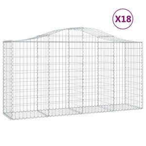 vidaXL arkveida gabiona grozi, 18gb., 200x50x100/120cm, cinkota dzelzs