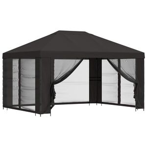 vidaXL Dārza paviljons ar sānu sienām 4 &times; 3 m Antracīta