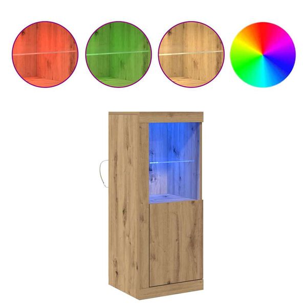 vidaXL LED sānu galds Brūna 41 x 37 x 100 cm Inženierijas koks