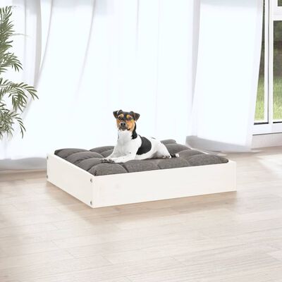 vidaXL suņu gulta, balta, 51,5x44x9 cm, priedes masīvkoks