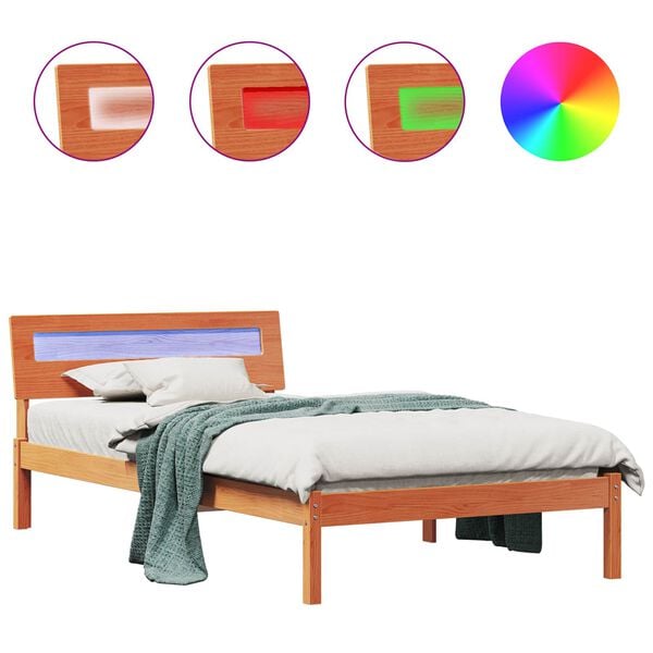 vidaXL Gultas rāmis Vaks brūns 80 x 200 cm Ciets priedes koks