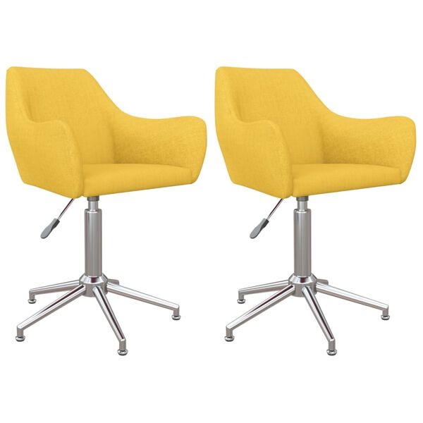 vidaXL grozāmi virtuves krēsli, 2 gab., dzeltens audums