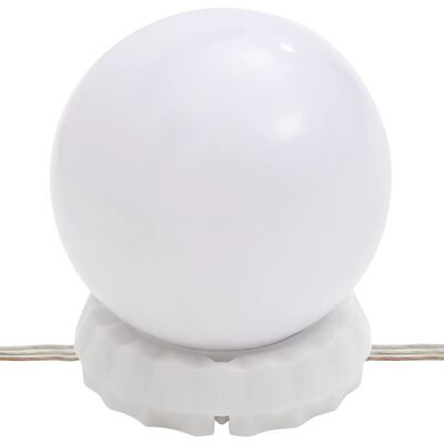vidaXL spoguļgaldiņš ar LED, balts, 95x50x133,5 cm, priedes masīvkoks
