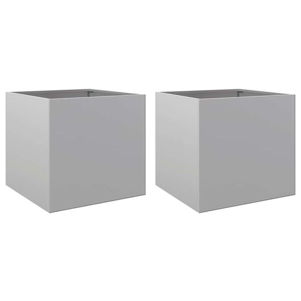 vidaXL puķu kastes, 2 gab., sudrabainas, 42x40x39 cm, cinkots tērauds