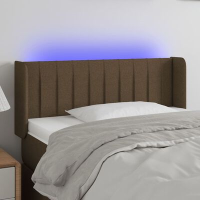 vidaXL gultas galvgalis ar LED, 83x16x78/88 cm, tumši brūns audums