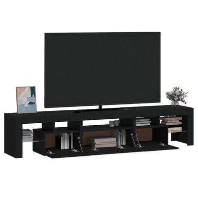 vidaXL TV skapītis ar LED apgaismojumu, melns, 200x36,5x40 cm