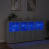 vidaXL kumode ar LED lampiņām, pelēka ozolkoka krāsa, 202x37x100 cm
