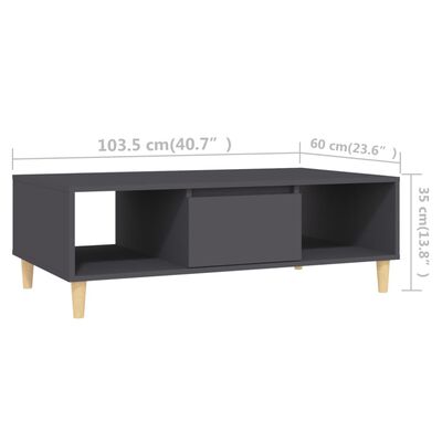 vidaXL kafijas galdiņš, 103,5x60x35 cm, pelēks, skaidu plāksne