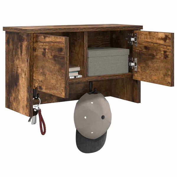 vidaXL Sienas pakaramais ar plauktu Dūmaka ozols 50 x 20 x 30 cm