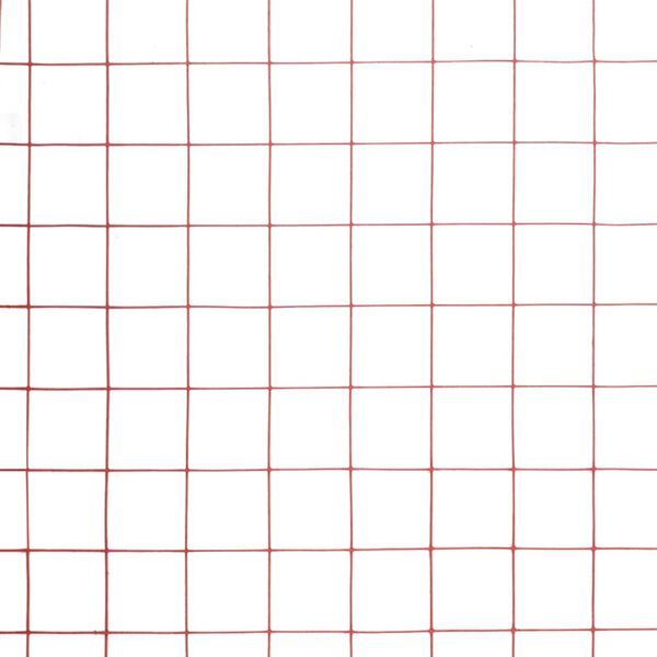 vidaXL stiepļu žogs, tērauds ar PVC pārklājumu, 25x0,5 m, sarkans